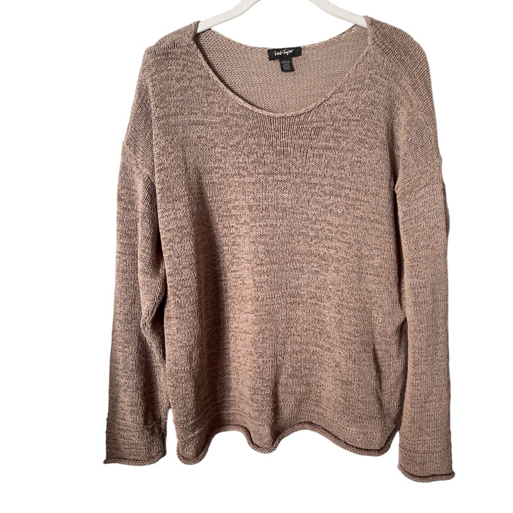 Lord and Taylor Tan Crewneck Knit Cotten Blend Sweater in Sahara Tan XL‎